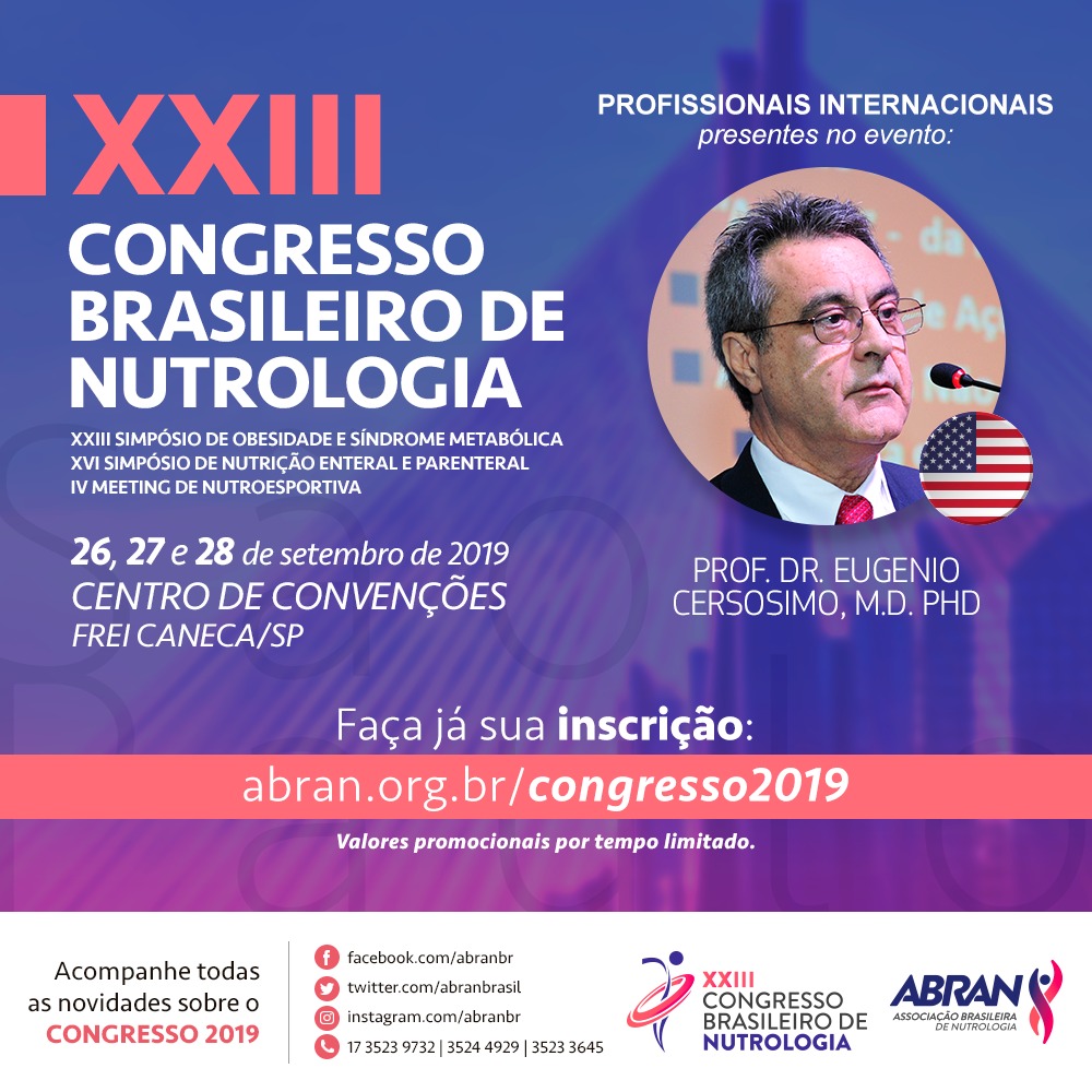 Diretor do Instituto de Diabetes do Texas (EUA), participa do XXIII Congresso Brasileiro de Nutrologia